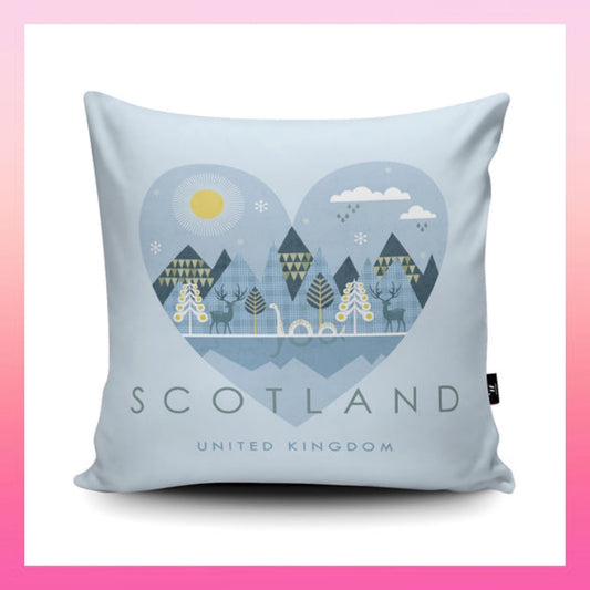 Scotland Print Vegan-Suede Cushion