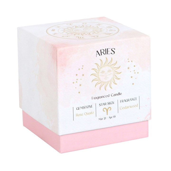 ARIES Cedarwood Gemstone Zodiac Candle