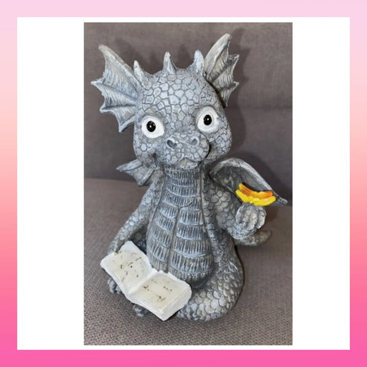 Garden Dragon Statue - Reading a Book