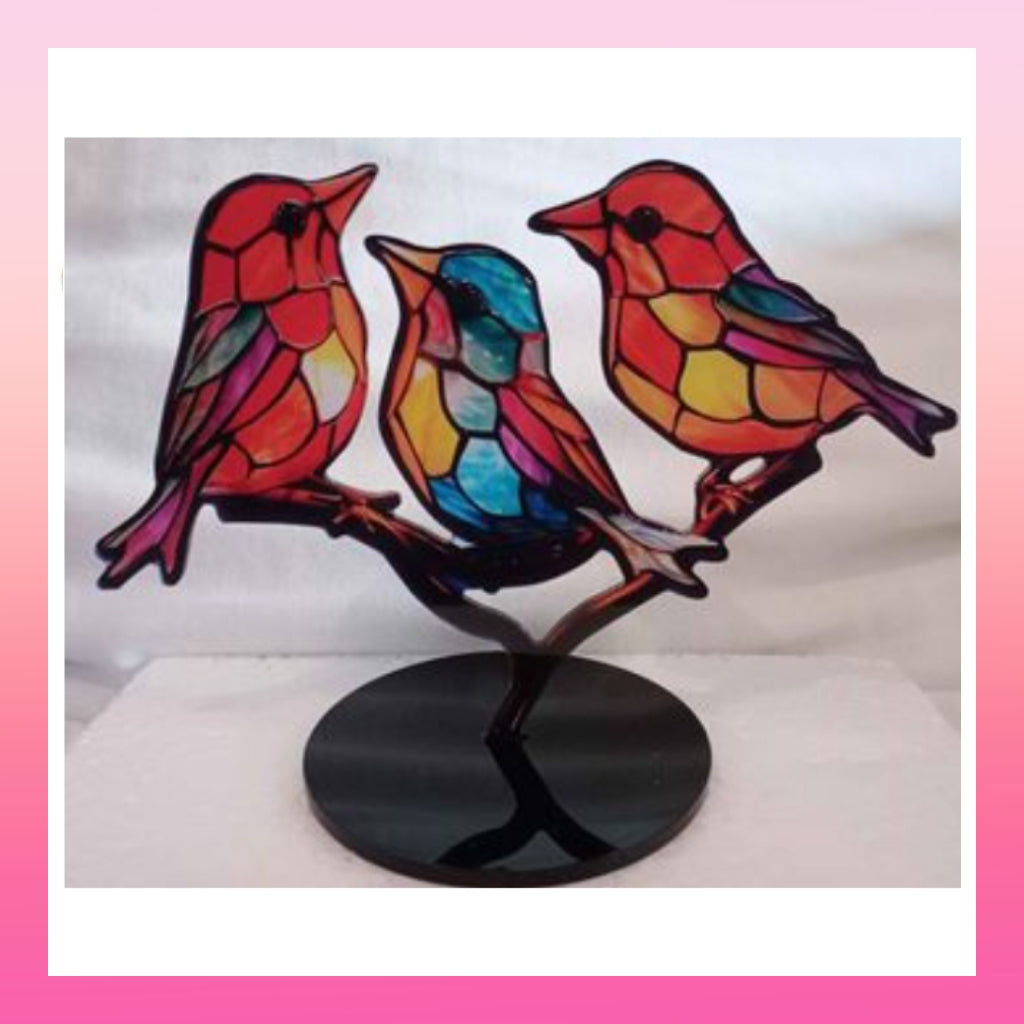 Acrylic 3 Birds on Branch Desktop Ornament