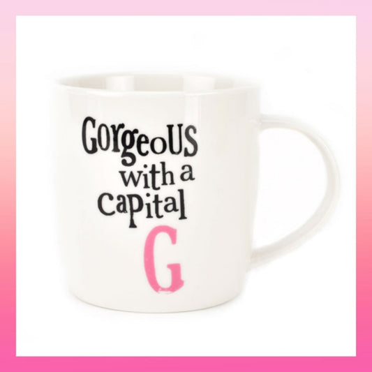 Gorgeous With A Capital G Mug Boxed With Mini Card Inside