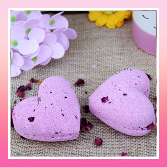 Love Heart Bath Bombs 70g - Ylang & Rose (x5)