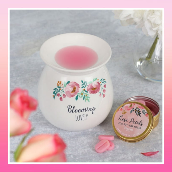 Large Blooming Lovely Wax Melt Burner Gift Set