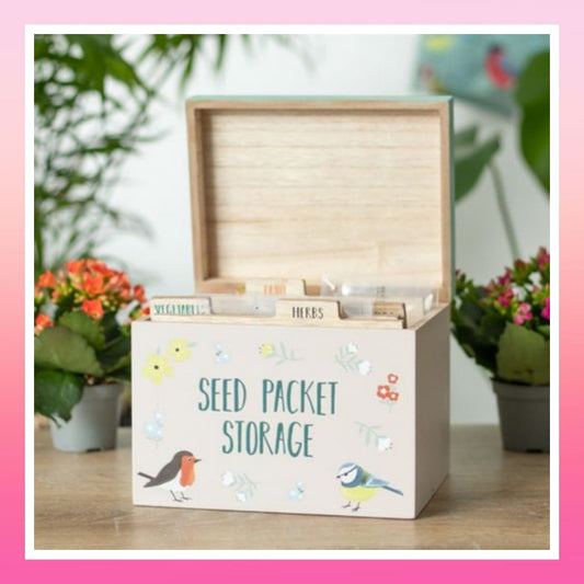 British Garden Birds Seed Packet Storage Box