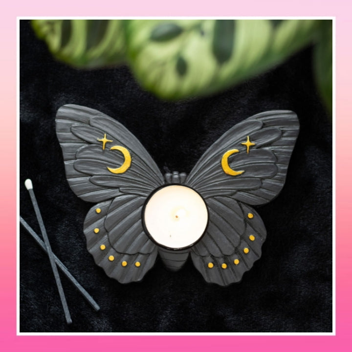 Black Moth Tealight Candle Holder