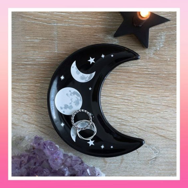 Black Crescent Moon Trinket Dish