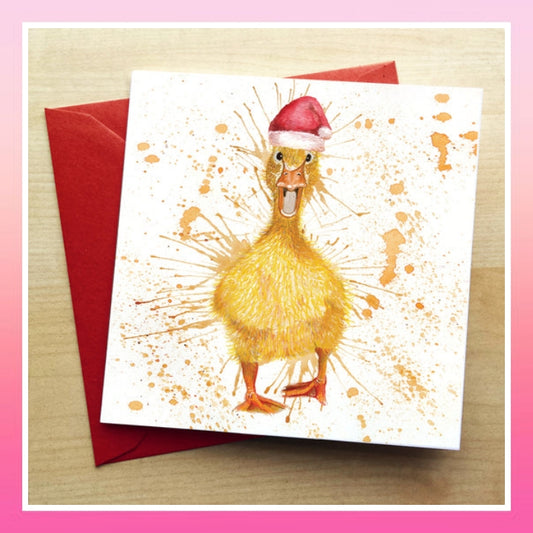 Greetings Card - Christmas Splatter Duck - Katherine Williams