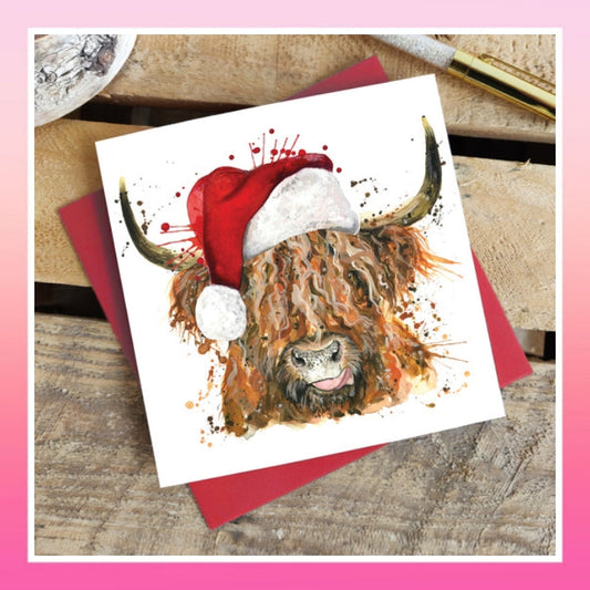 Greetings Card - Christmas Splatter Coo - Katherine Williams