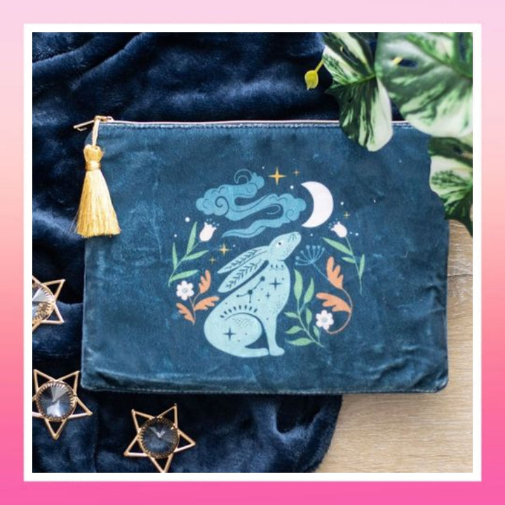 Velvet Makeup Bag - Midnight Hare