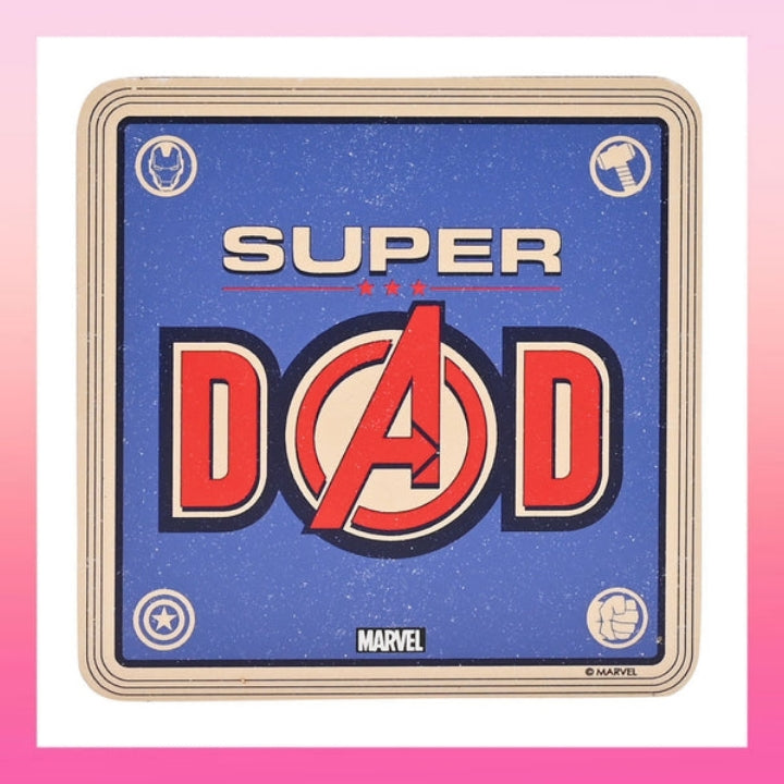 Marvel Avengers Square Coated Hardboard and Cork Coaster - Super Dad