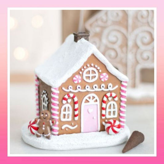 Pink Gingerbread House Incense Cone Burner