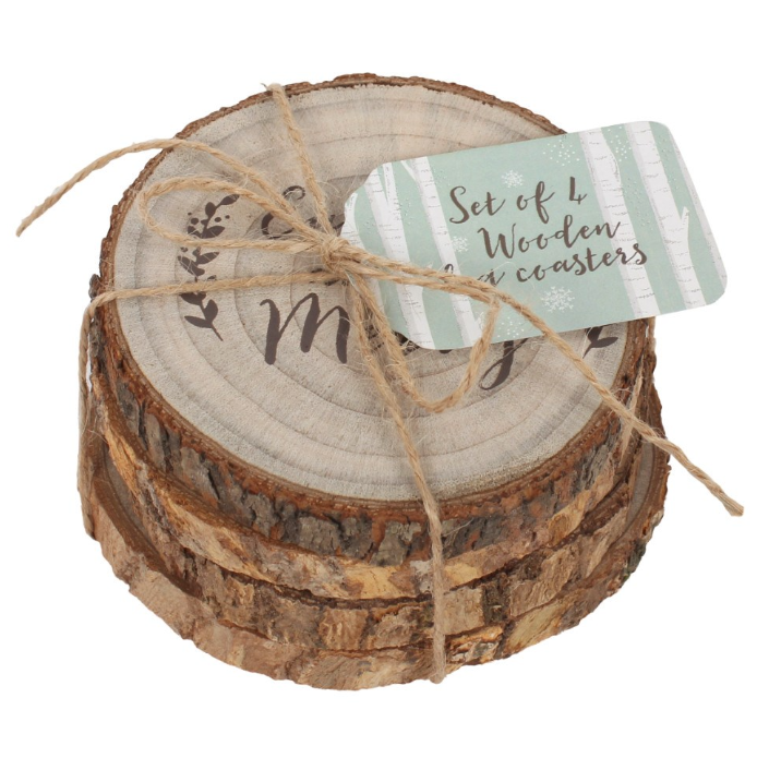 Eat, Drink & Be Merry Printed Log Coasters