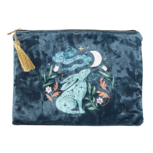 Velvet Makeup Bag - Midnight Hare