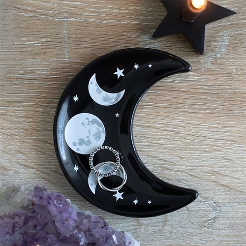 Black Crescent Moon Trinket Dish