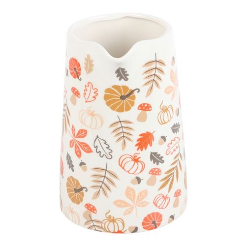 Autumn Leaves and Pumpkins Ceramic Flower Jug - (17cm)