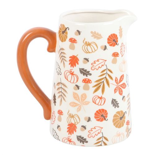 Autumn Leaves and Pumpkins Ceramic Flower Jug - (17cm)