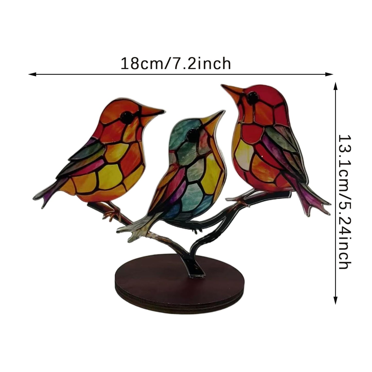 Acrylic 3 Birds on Branch Desktop Ornament