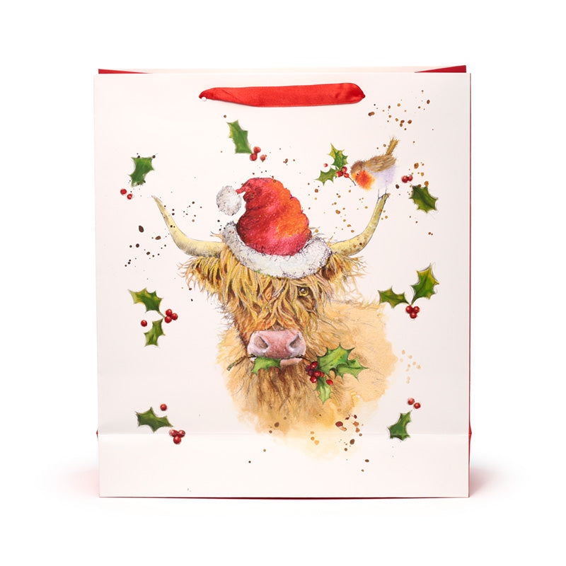 Gift Bag - Jan Pashley Christmas Highland Coo (Various Sizes)