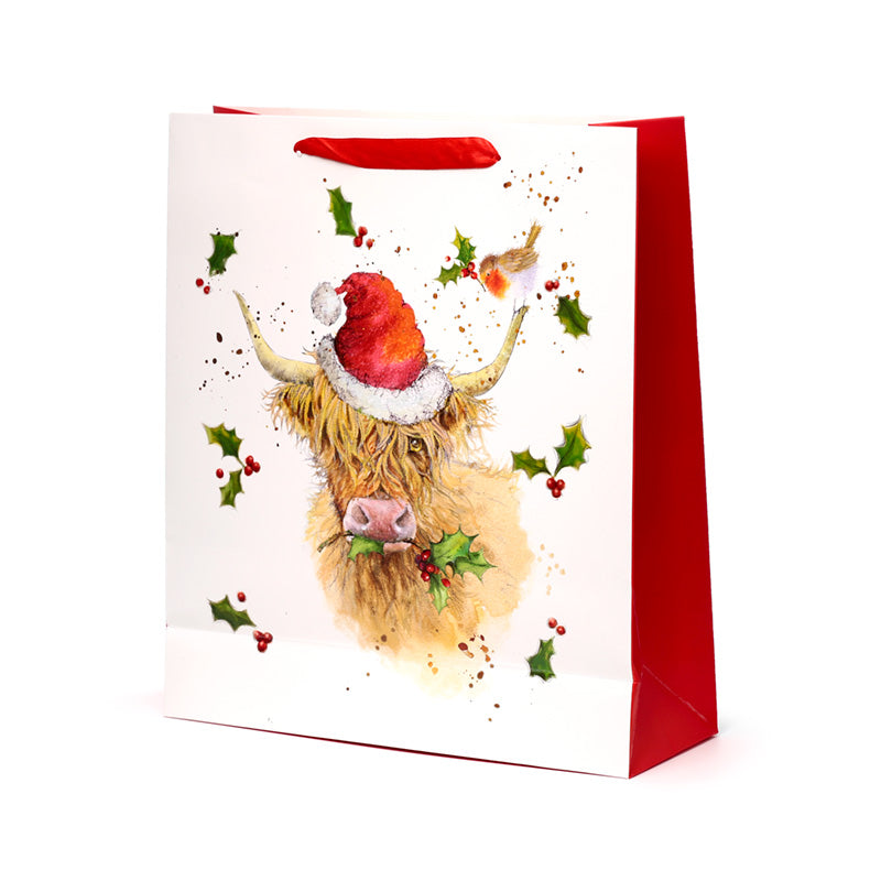 Gift Bag - Jan Pashley Christmas Highland Coo (Various Sizes)